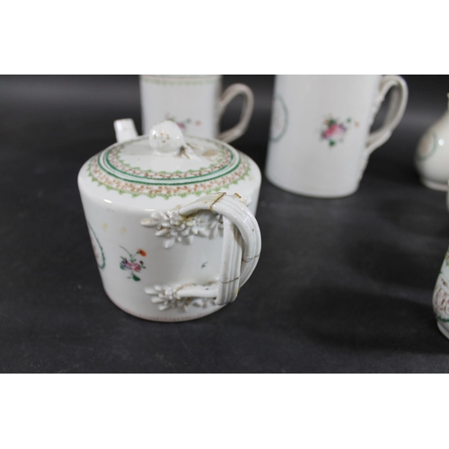 898 - 18THC CHINESE ARMORIAL PART TEA SERVICE. A 18thc part service, each monogramed with initials and pai... 