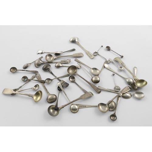 48 - CONDIMENT SPOONS:-. in varying patterns, including Puritan, Shovel  and Fiddle, most of the above wi... 