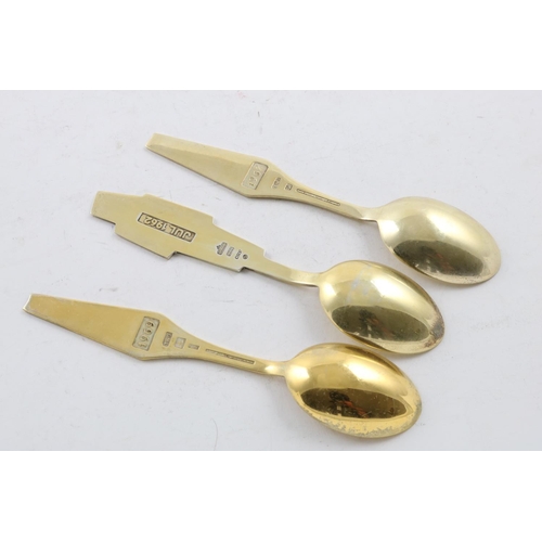 70 - THREE MODERN DANISH SILVERGILT & ENAMEL SPOONS. one 