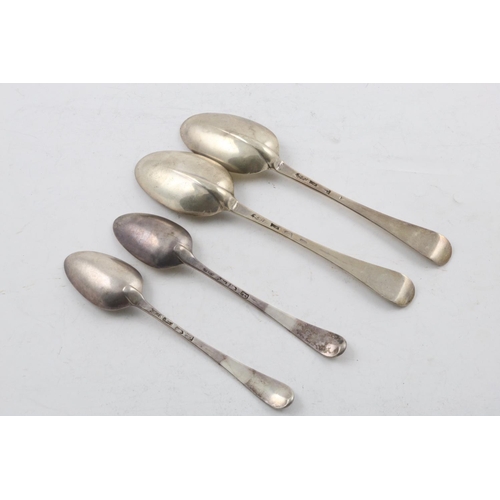 80 - A PAIR OF GEORGE II HANOVERIAN TABLE SPOONS. maker's mark distorted, possibly Andrew Archer, London ... 