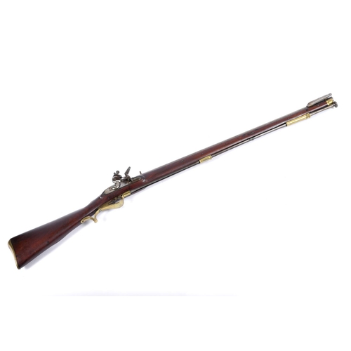 1 - AN EARLY 19TH CENTURY 'BAKER' TYPE RIFLE WITH ISSUE MARKS. A flintlock rifle with a 77cm rifled barr... 