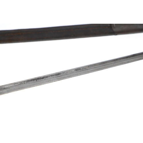 103 - A FIRST WORLD WAR BAYONET, POSSIBLY U.S. ISSUE. With a 43cm pointed, single sided fullered blade sta... 