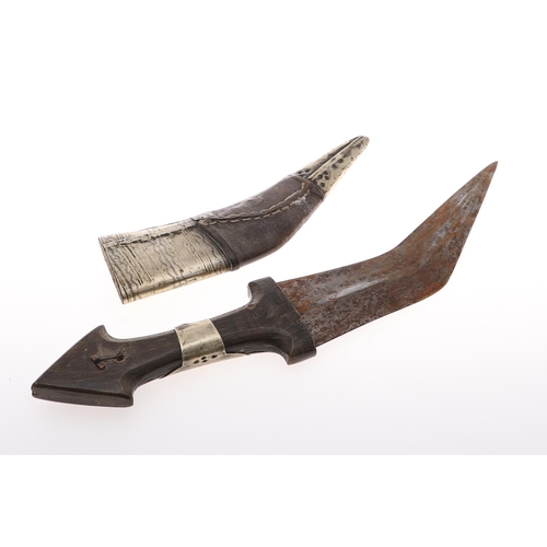 108 - AN INDONESIAN KRIS KNIFE AND SCABBARD AND TWO OTHERS. A Kris with a 31cm blade with typically wavy e... 