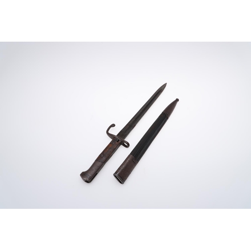 113 - A BRAZILIAN MAUSER BAYONET FOR THE BRAZILIAN ARMY. With a 29.5cm pointed, fullered blade, the cross ... 