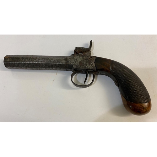 12 - A MID 19THC CENTURY PISTOL BY FENTON OF LONDON. A Percussion cap firing pistol with a 10cm octagonal... 