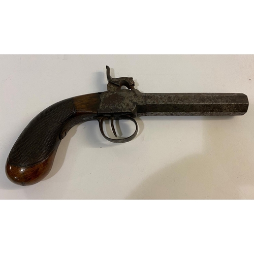 12 - A MID 19THC CENTURY PISTOL BY FENTON OF LONDON. A Percussion cap firing pistol with a 10cm octagonal... 