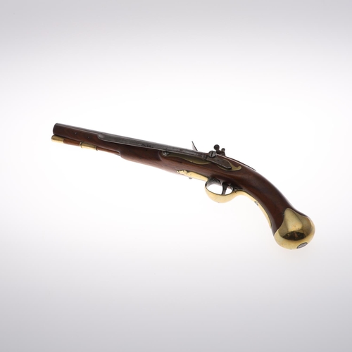 13 - A NAVAL ISSUE 1801 PATTERN LONG SEA SERVICE PISTOL. With a 30.5cm tapering barrel, flintlock action ... 