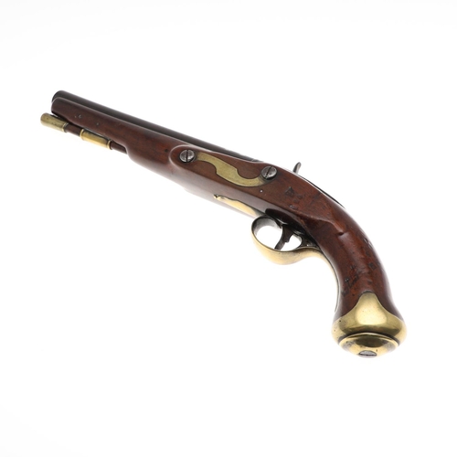 15 - AN EARLY 19TH CENTURY CONVERTED OFFICERS PISTOL. An un-named Officers pistol with a 23cm barrel with... 