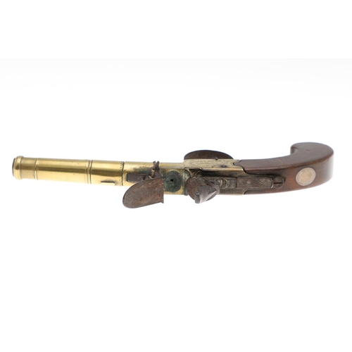 16 - A GEORGE III FLINTLOCK PISTOL BY W. NICKOLSON OF LONDON. With a 7cm screw off tapering barrel, with ... 