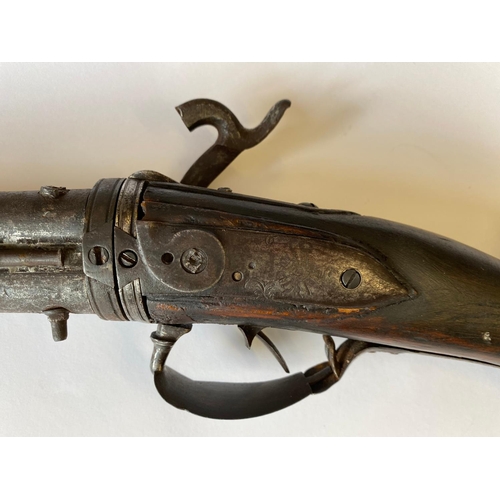 2 - AN UNUSUAL 19TH CENTURY FOUR BARREL SHOTGUN. An unusual mid nineteenth century percussion cap firing... 