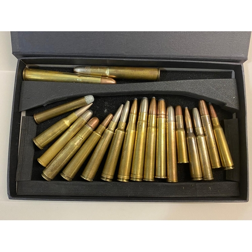 28 - A COLLECTION OF NINETEEN INERT RIFLE CARTRIDGES. A collection of nineteen British sporting rifle car... 