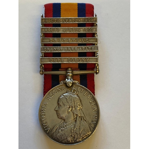 A FIVE CLASP QUEEN'S SOUTH AFRICA MEDAL RENAMED TO THE DUKE OF ...