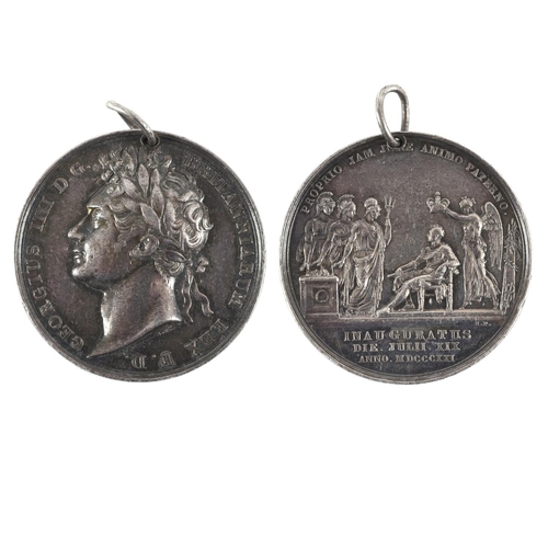 437 - A GEORGE IV SILVER CORONATION MEDAL, 1821. A silver medal, obverse with a raised laureate bust l. Ge... 