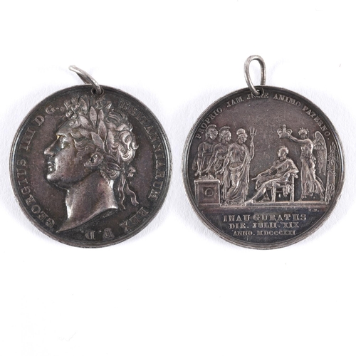 437 - A GEORGE IV SILVER CORONATION MEDAL, 1821. A silver medal, obverse with a raised laureate bust l. Ge... 