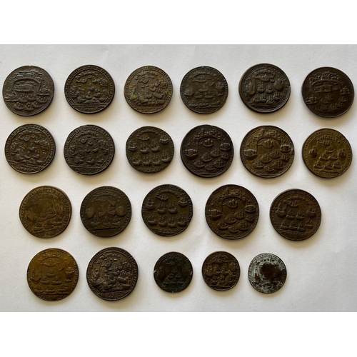 451 - A COLLECTION OF TWENTY TWO ADMIRAL VERNON MEDALS. A collection of medals celebrating the capture of ... 