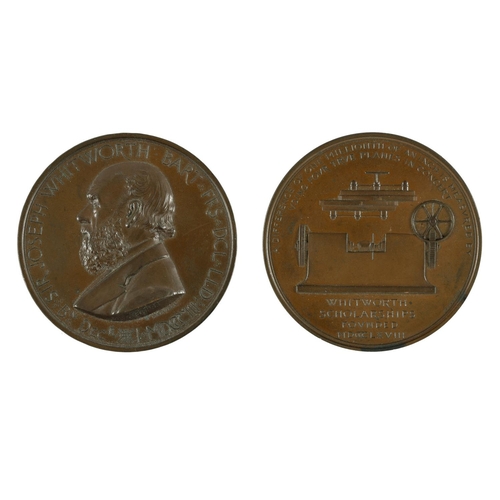 453 - A WHITWORTH SCHOLARSHIP BRONZE MEDAL, 1868. A bronze award medal, The obverse with a bust by A. Wyon... 