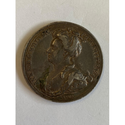 455 - A QUEEN ANNE MEDAL CELEBRATING VICTORIES OVER LOUIS XIV. A silver medal, obv Queen Anne bust l.C. be... 