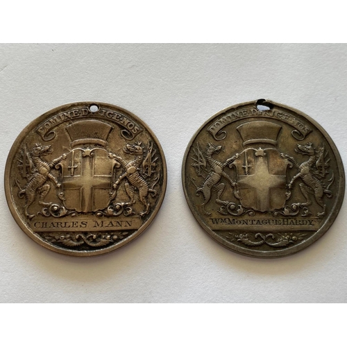 465 - TWO CITY OF LONDON SILVER BROKERS PASSES. Two silver Brokers Passes by John Milton, with the arms of... 