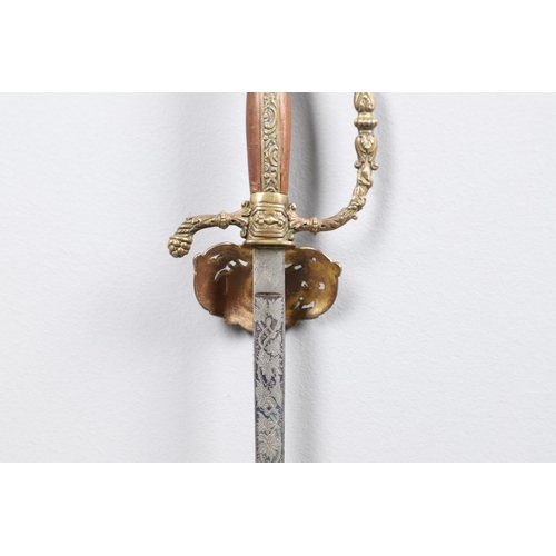 53 - A FINELY DECORATED 19TH CENTURY COURT SWORD. A fine late 19th century court sword with an 81cm narro... 