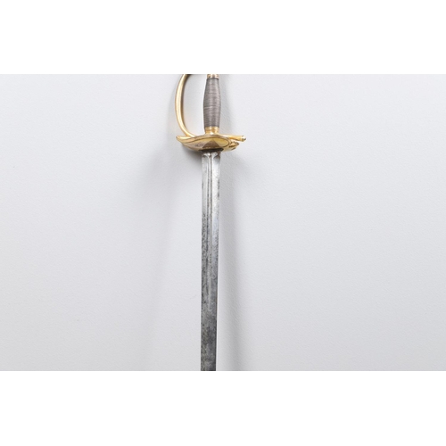 56 - A 1796 PATTERN HEAVY CAVALRY OFFICERS SWORD. With an 83cm tapering pointed blade with single short f... 