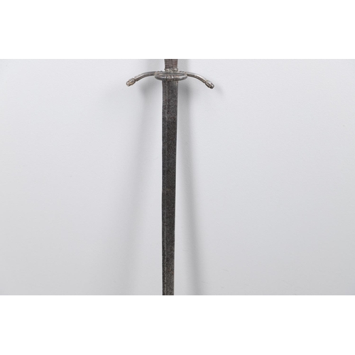 58 - A COMPOSITE 'BACK SWORD' WITH STRAIGHT BLADE. The 79cm straight blade with shallow full length fulle... 