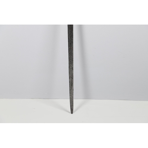 58 - A COMPOSITE 'BACK SWORD' WITH STRAIGHT BLADE. The 79cm straight blade with shallow full length fulle... 