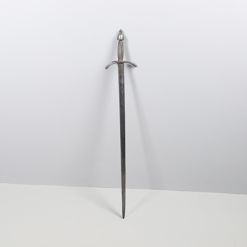 58 - A COMPOSITE 'BACK SWORD' WITH STRAIGHT BLADE. The 79cm straight blade with shallow full length fulle... 