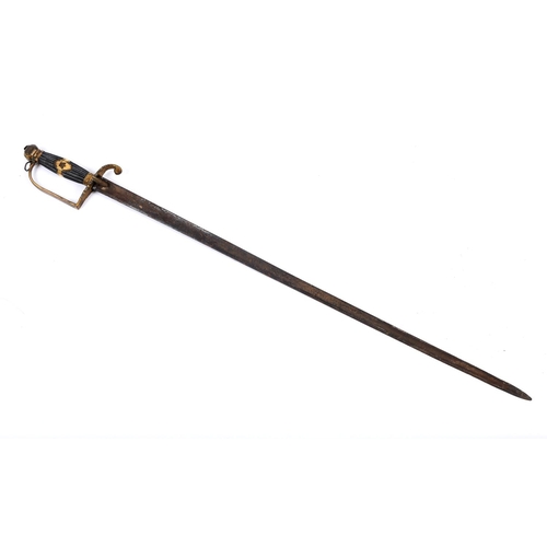 61 - A 1786 PATTERN ROYAL VOLUNTEER'S SWORD. With an 81.5cm pointed blade with full length fuller and sin... 