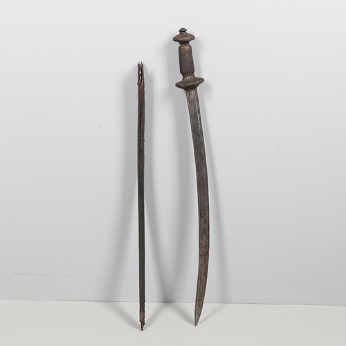 75 - A 19TH CENTURY AFRICAN SABRE AND SCABBARD. POSSIBLY FROM NORTH CAMEROON. A North African Sabre with ... 