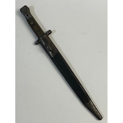 85 - A LEE METFORD MARK 3 BAYONET AND SCABBARD. A Lee Metford Mk.III Bayonet, with a 30.5cm double sided ... 