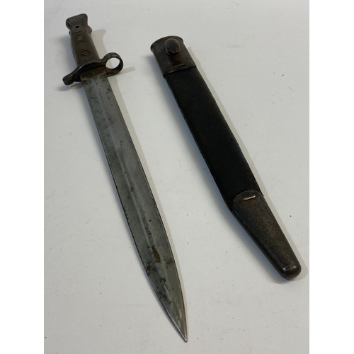 85 - A LEE METFORD MARK 3 BAYONET AND SCABBARD. A Lee Metford Mk.III Bayonet, with a 30.5cm double sided ... 