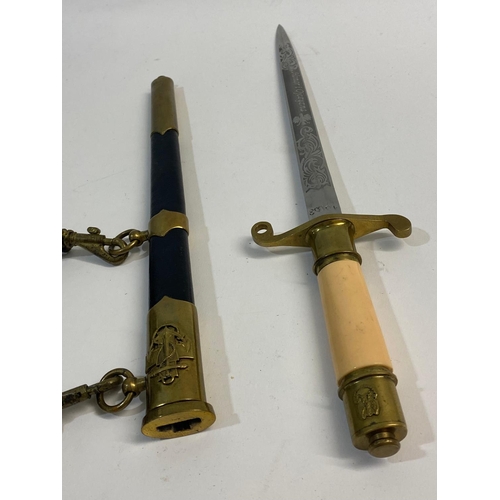 86 - A POLISH AIRFORCE OFFICER'S DAGGER AND SCABBARD WITH HANGING STRAPS. A Polish Airforce Officer's Dag... 