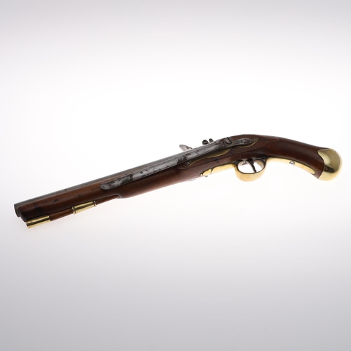 9 - A NAVAL ISSUE 1801 PATTERN LONG SEA SERVICE PISTOL. With a 30.5cm tapering barrel, flintlock action ... 