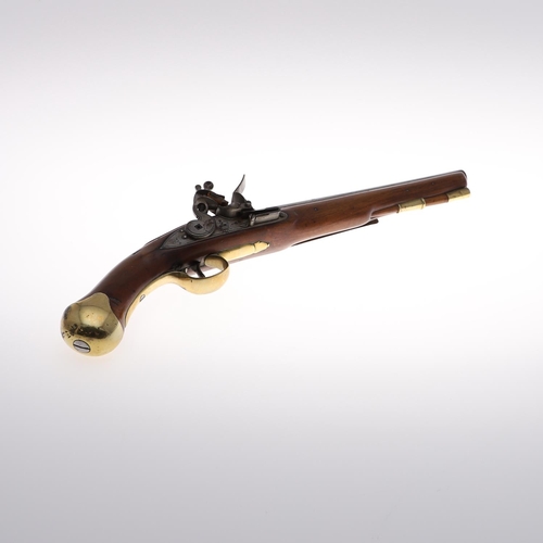 9 - A NAVAL ISSUE 1801 PATTERN LONG SEA SERVICE PISTOL. With a 30.5cm tapering barrel, flintlock action ... 