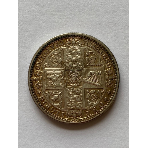 560 - A QUEEN VICTORIA FLORIN, 1849. A Queen Victoria 'Godless' Florin, WW behind 'Gothic' type bust l. Cr... 