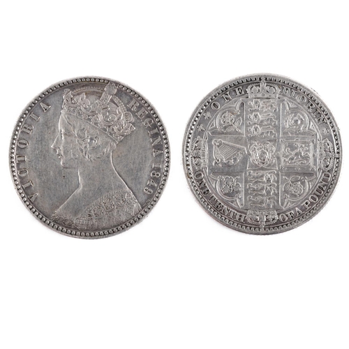 561 - A QUEEN VICTORIA 'GODLESS' FLORIN, 1849. A Queen Victoria Florin, Godless type, gothic bust l. dated... 