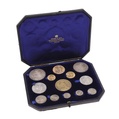 566 - JUBILEE COINAGE 1887. A CASED 13 COIN SET. Queen Victoria, 1887 Jubilee coinage, Case 13 coin set co... 