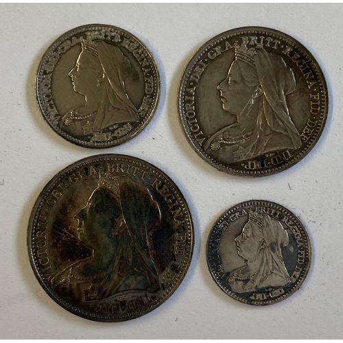 571 - A QUEEN VICTORIA MAUNDY SET IN CASE, 1901. A set of Victorian Maundy coins for 1901 comprising 4d, 3... 