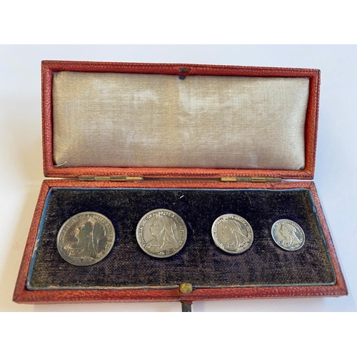 571 - A QUEEN VICTORIA MAUNDY SET IN CASE, 1901. A set of Victorian Maundy coins for 1901 comprising 4d, 3... 