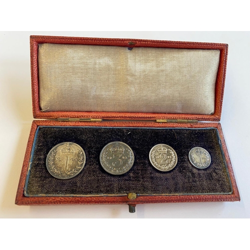 571 - A QUEEN VICTORIA MAUNDY SET IN CASE, 1901. A set of Victorian Maundy coins for 1901 comprising 4d, 3... 