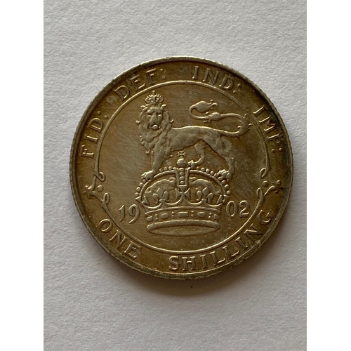 575 - AN EDWARD VII SHILLING, 1902. An Edward VII Shilling, bare head r, lion passant on crown, dated 1902... 