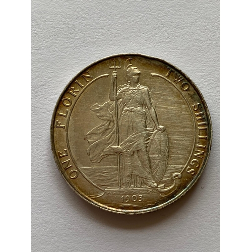 578 - AN EDWARD VII FLORIN, 1903. An Edward VII Florin, Bare head r, Britannia standing on ship's bow, dat... 