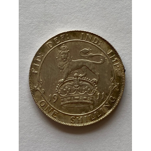 581 - A GEORGE V SHILLING, 1911. A George V Shilling, bare head l, lion passant on crown, dated 1911.  *CR... 