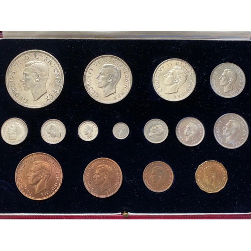 583 - A GEORGE VI 1937 15 COIN PROOF SET IN CASE. A 1937 15 coin proof set comprising Crown, Halfcrown, fl... 