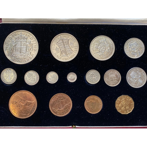 583 - A GEORGE VI 1937 15 COIN PROOF SET IN CASE. A 1937 15 coin proof set comprising Crown, Halfcrown, fl... 