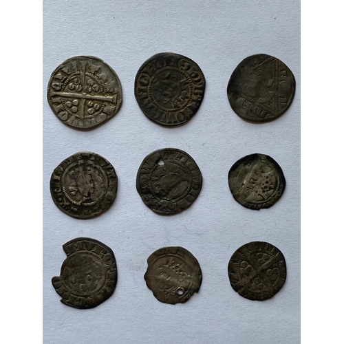 600 - AN EDWARD I PENNY AND OTHER SMALL HAMMERED COINS. An Edward I Penny and eight similar hammered silve... 