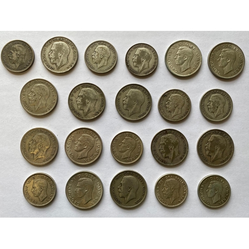 606 - A COLLECTION OF GEORGE V AND VI HALFCROWNS AND FLORINS. A collection of George V and VI Halfcrowns a... 