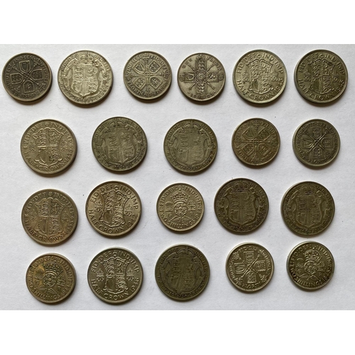 606 - A COLLECTION OF GEORGE V AND VI HALFCROWNS AND FLORINS. A collection of George V and VI Halfcrowns a... 