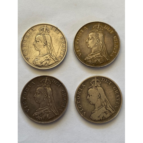 607 - QUEEN VICTORIA DOUBLE FLORINS 1887 (2), 1889, 1890. Queen Victoria Double Florins, jubilee bust l, f... 