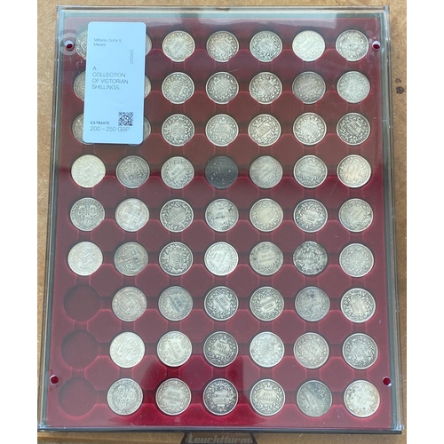 610 - A COLLECTION OF VICTORIAN SHILLINGS. Victorian Shillings: 1838, 1839, 1840, 1841, 1842, 1843, 1844, ... 